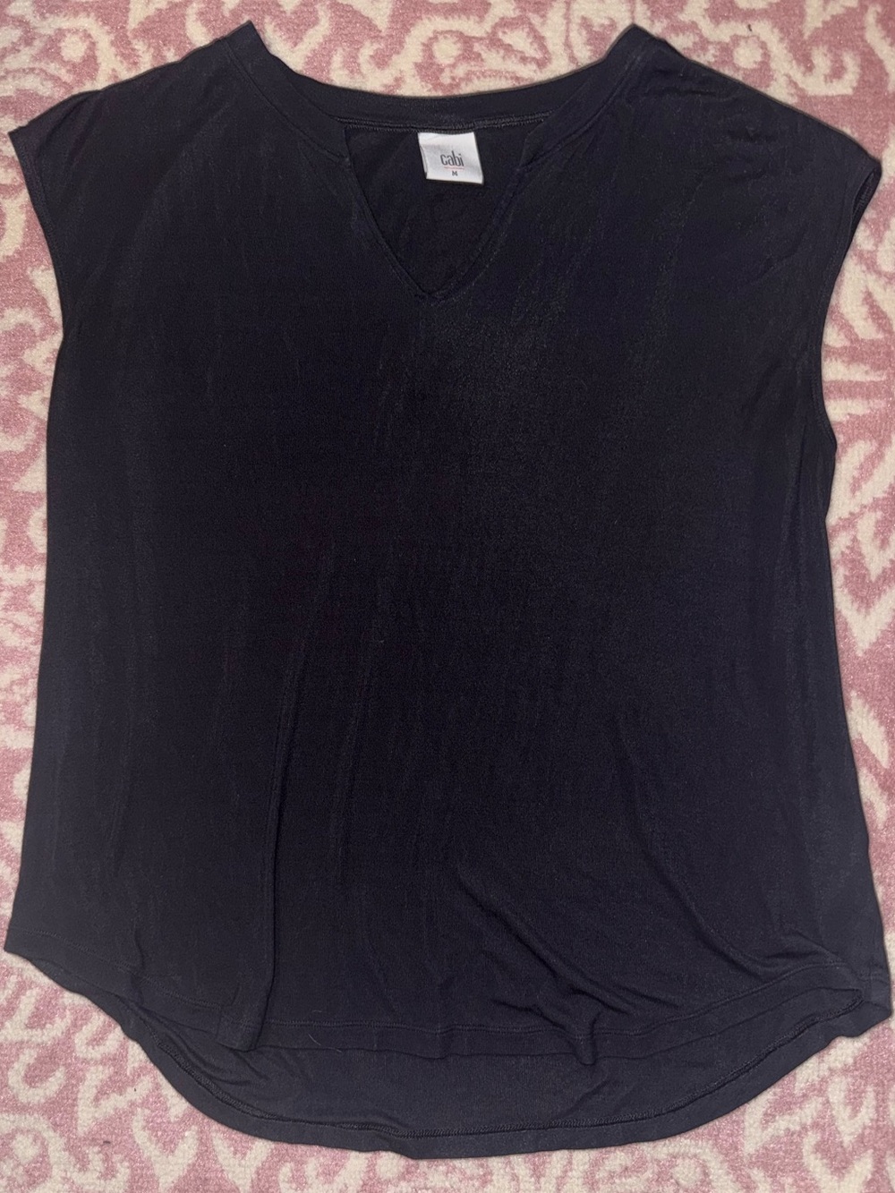 Cabi Navy V-Neck Cap Sleeve Soft Stretch Top M